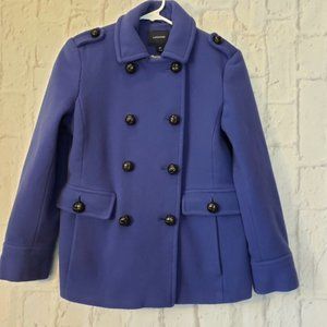 LANDS' END Blue Double Breasted Pea Coat